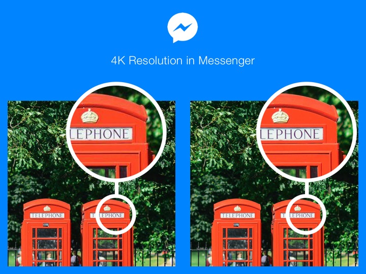 Facebook Messenger com imagens em 4K