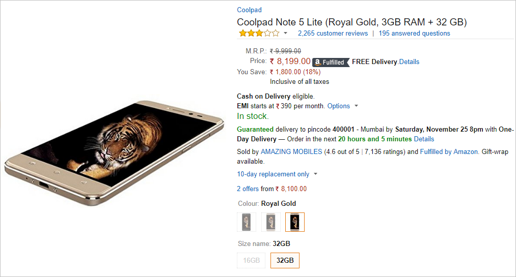 Smartphone Coolpad Note 5 Lite