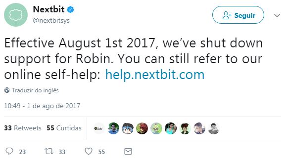 Nextbit encerra suporte ao Robin