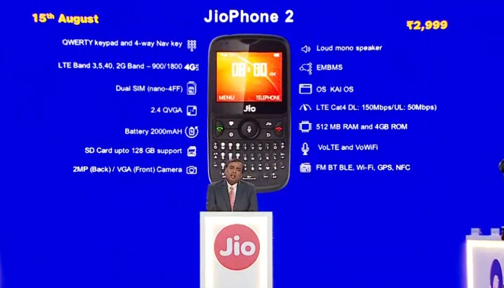 JioPhone 2 é anunciado com teclado QWERTY