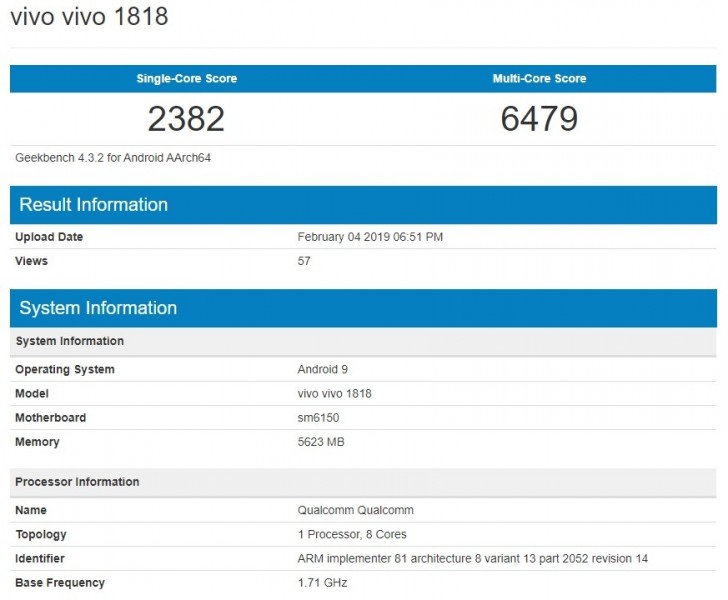 Vivo V15 Pro aparece com o Snapdragon 675 no Geekbench