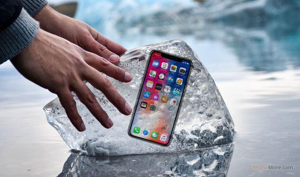 iphone x dans la glace