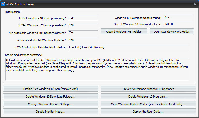 gwx control panel program