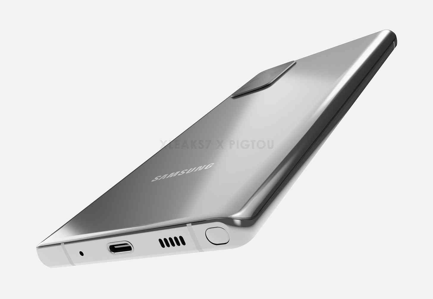 samsung galaxy note 20 renderização parte inferior com caneta embutida