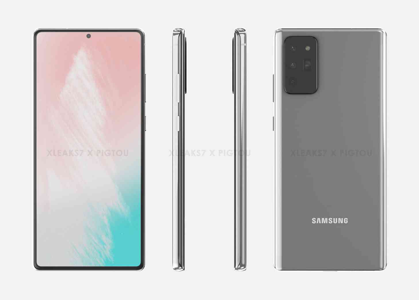 samsung galaxy note 20 renderizações todos os lados