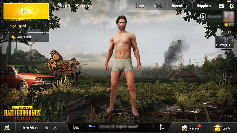 underwear character at the pubg mobile