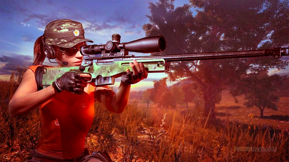character woman aiming at the pubg mobile