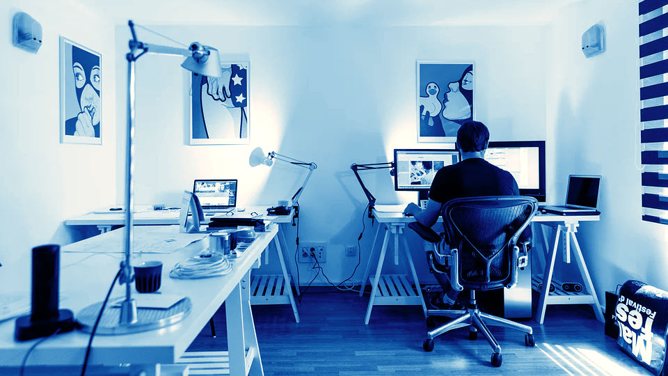software developer in his home office