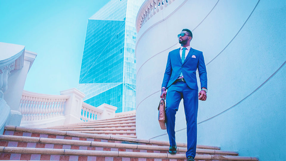 businessman with a suitcase in his hand