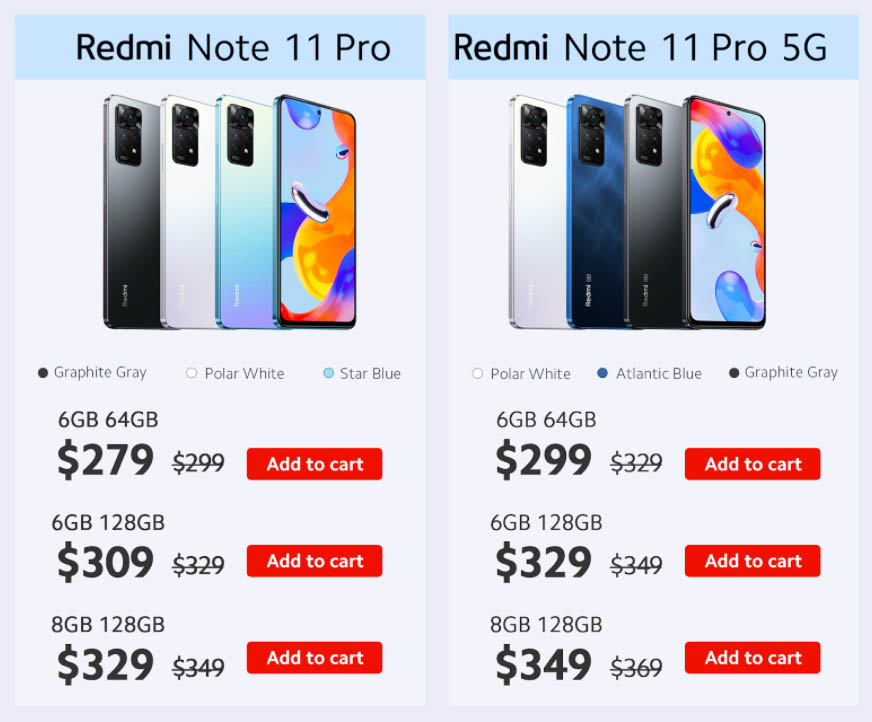 prices redmi note 11 pro