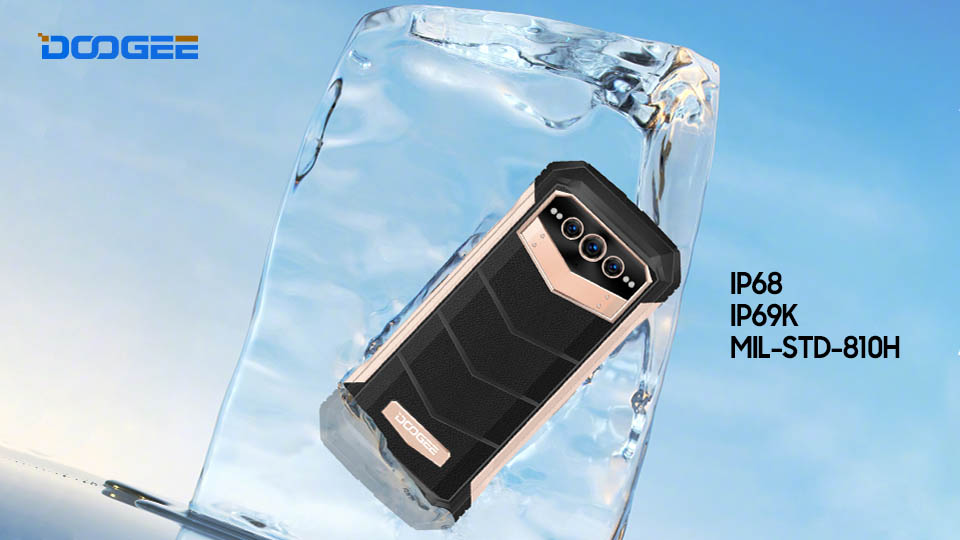 smartphone doogee v max inside the ice