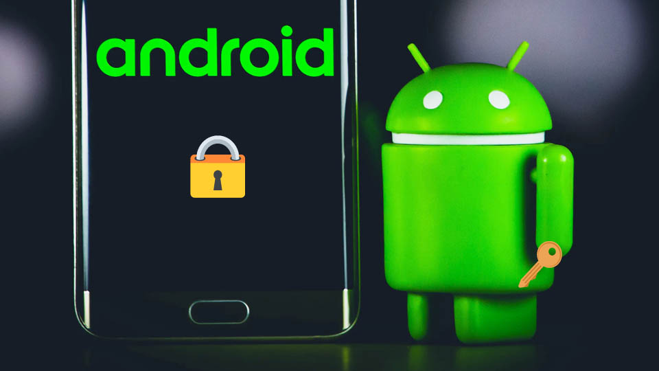 android logo with a key in hand to open the lock