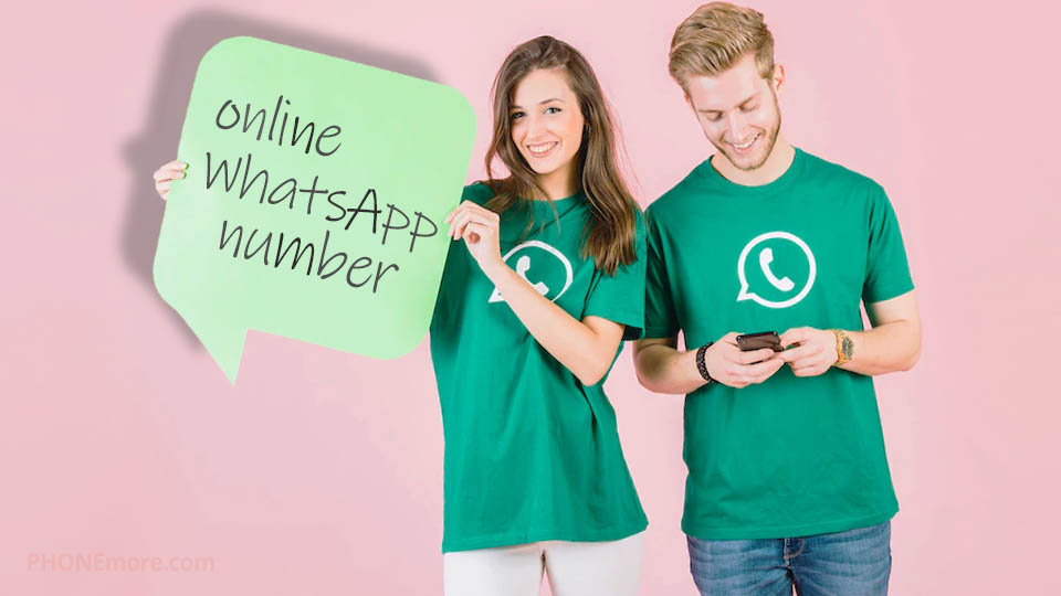a woman and a man with WhatsApp logo shirts
