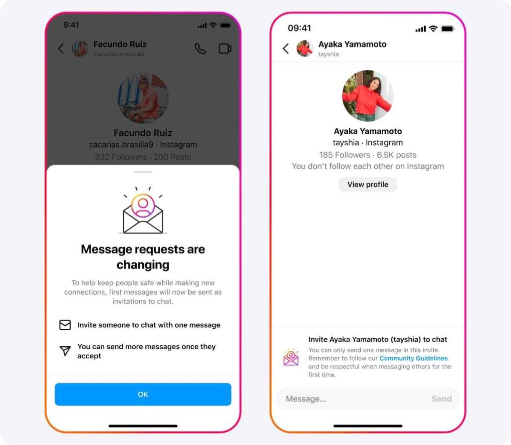 medias de segurança do instagram para mensagens diretas