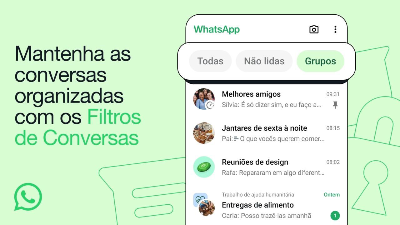 whatsapp, filtros de conversas