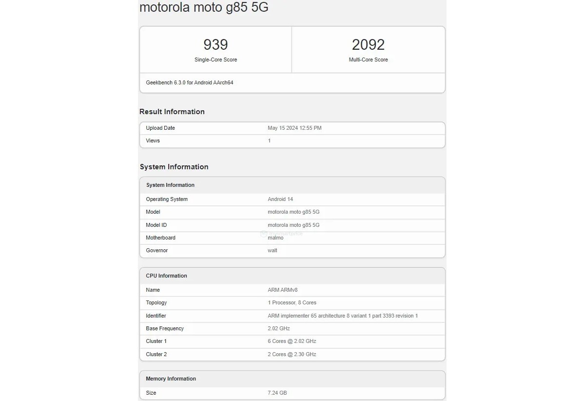 Moto G85, benchmark