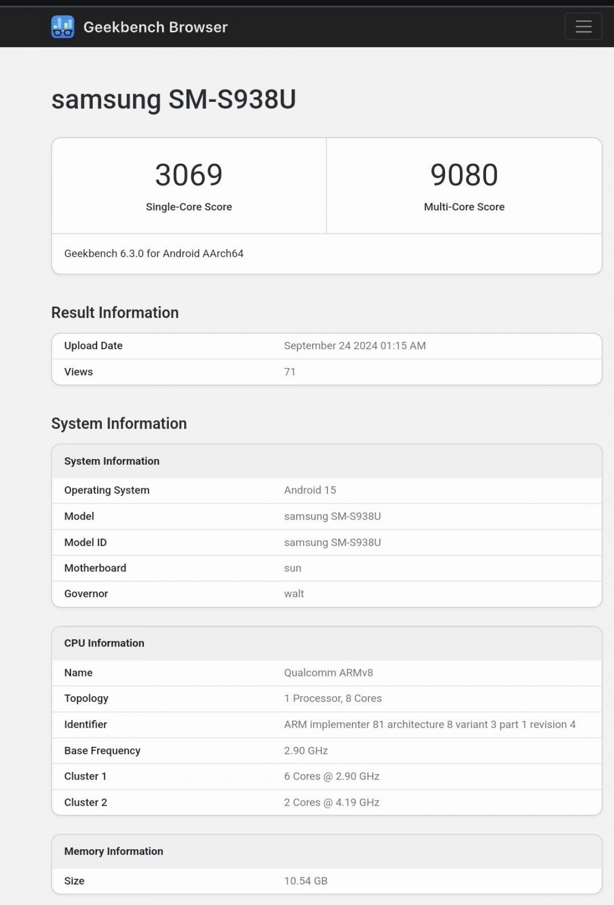 Galaxy S25 Ultra con Snapdragon 8 Gen4 geekbench