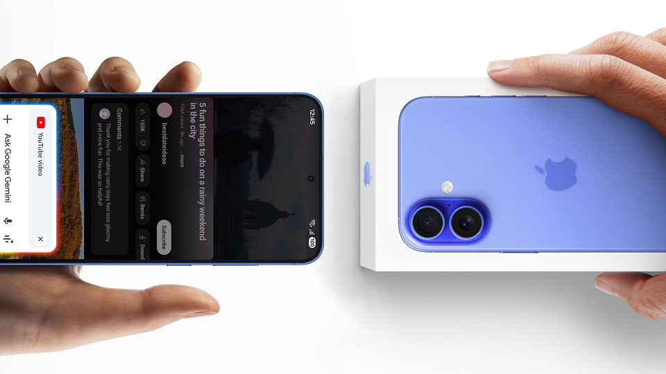 a samsung galaxy and an iphone box