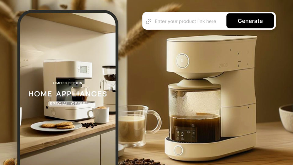 a smartphone and an AI-generated coffee maker