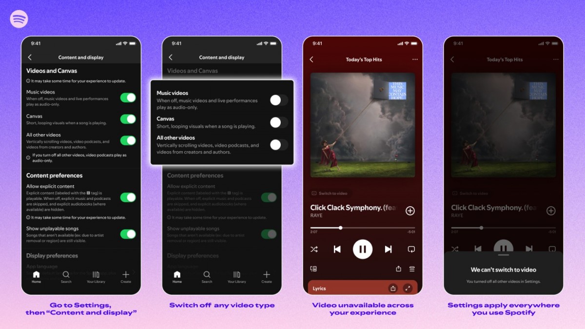Spotify permitirá desativar vídeos e animações no aplicativo