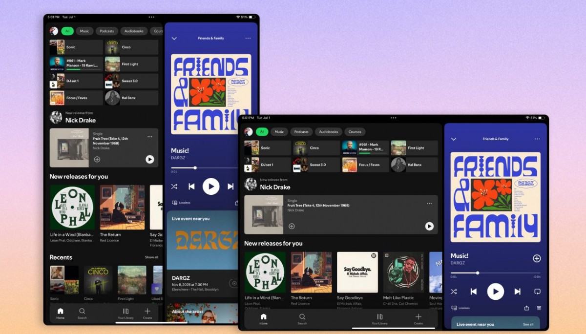 Spotify, aplicativo, tablets, Android, iPad